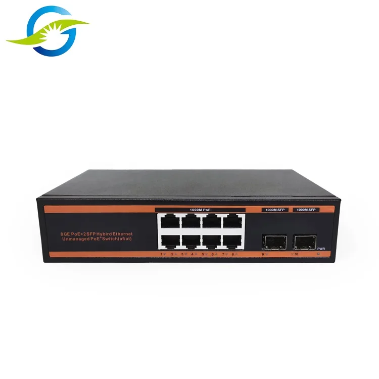 TLG poe ethernet switch 8 port 2 sfp switch poe gigabit for surveillance cameras