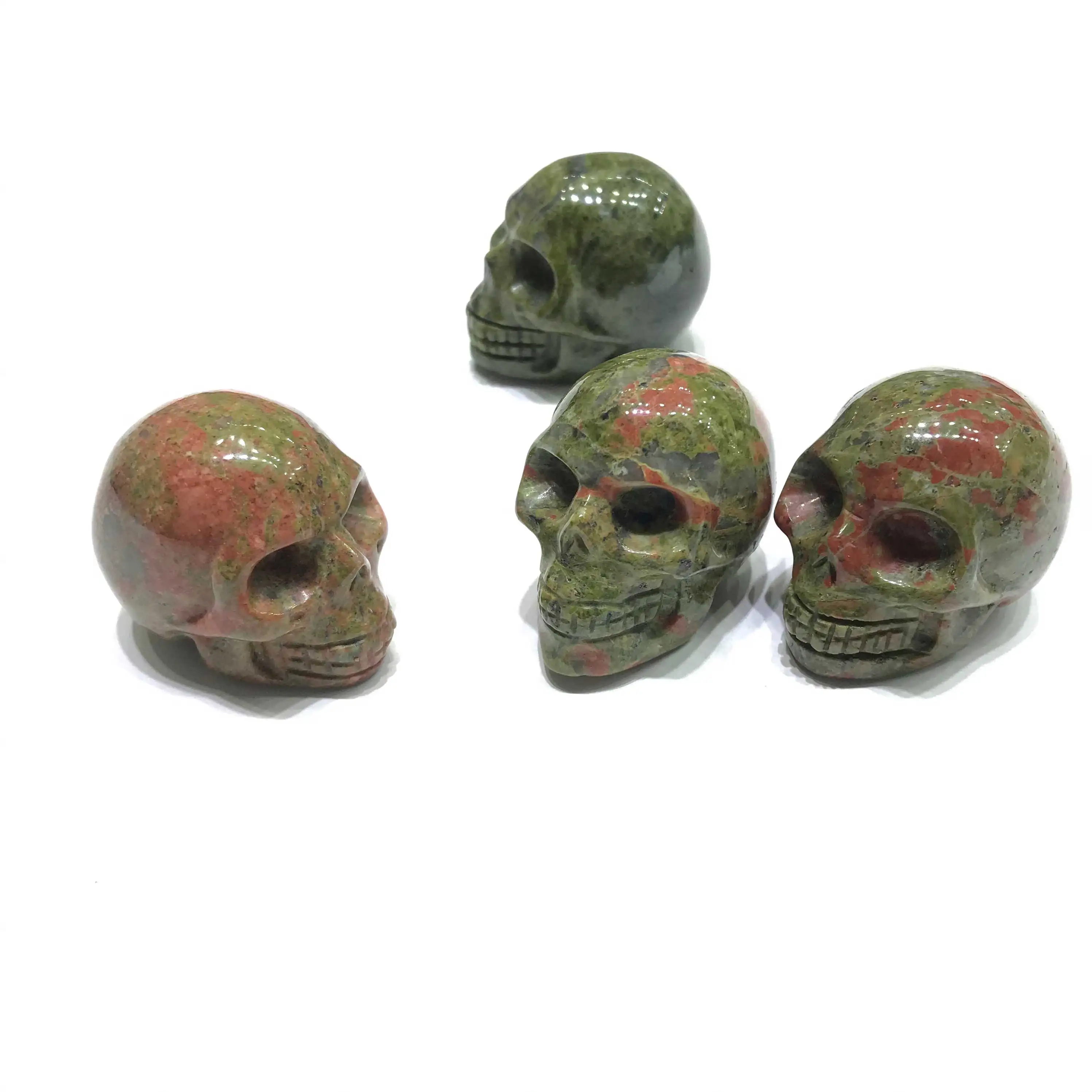 
Natural High Quality Small Unakite Green Red Crystal Skulls For Home Decoration Sale 
