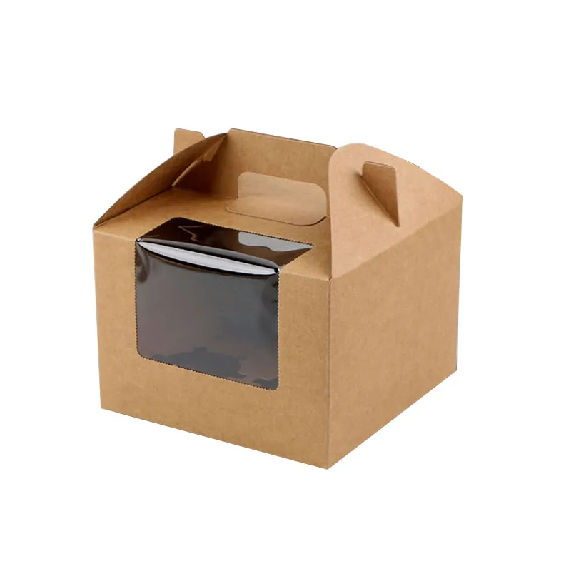 Wholesale Price Egg Tart Cookie Box 4 Treat Holder Cupcake Box with Handle Cake Packaging Box