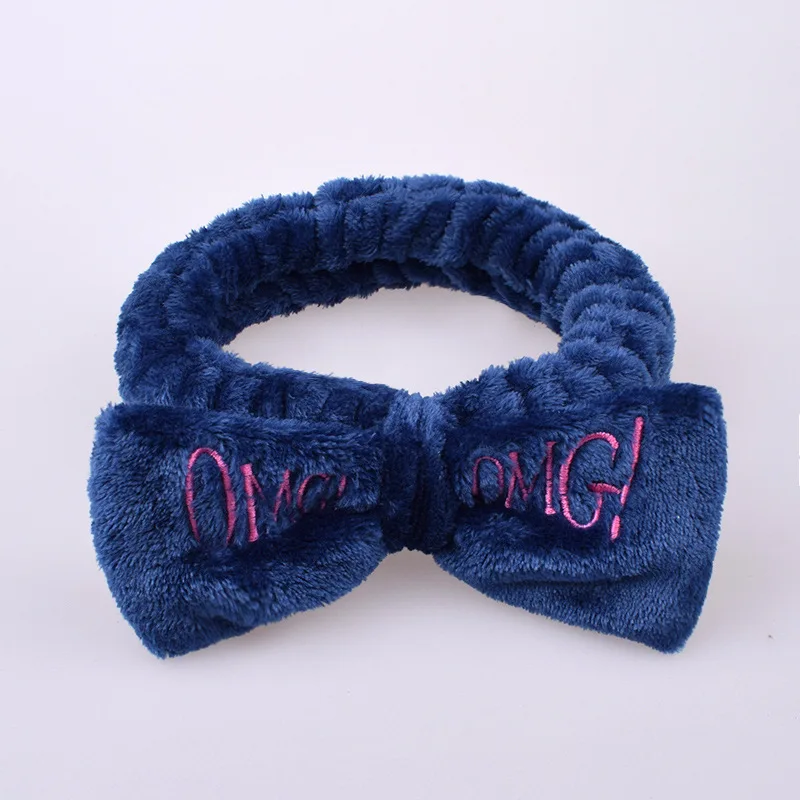 Lucky Girl Wholesale Omg Printed Knitted Embroidery Designer Famous Brand Skincare Spa Yoga Sports Coral Fleece Headband