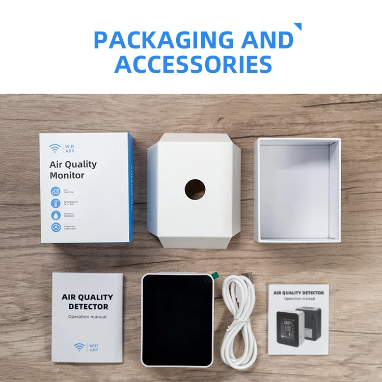 New Design 5 In 1 Wifi Infrared Carbon Dioxide Detector CO2 Detector Portable Temperature And Humidity Air Quality Monitor