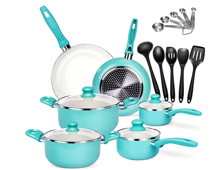 ECO-Friendly Aluminum Alloy ceramic coating cookware sets with cd bottom