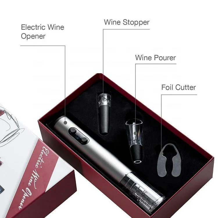 Amazon 2022 Hot Selling Birthday Gift Items Electronic Novelty Product Wine Vacuum Opener Stopper Gift Set with Customized Logo