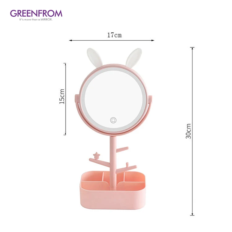 New Led Makeup Mirror Portable Girl Desktop Table Mirror With Storage Box