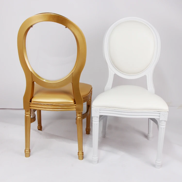 Hot Selling Aluminum Frame Banquet Stackable Chair Hotel Round Acrylic Back Dining Chair In White For Event Rental Party