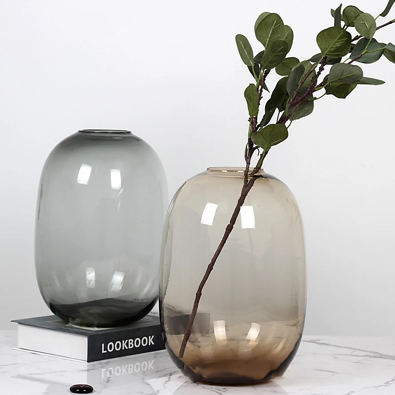 Wholesale Transparent Glass Large Floor Vase Hydroponics Vase Big Colored Vase Modern