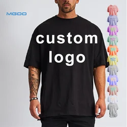 MGOO Cotton Blank Unisex T-shirt 220gram Men T shirt Logo Embroidered T-Shirt Custom  Tees