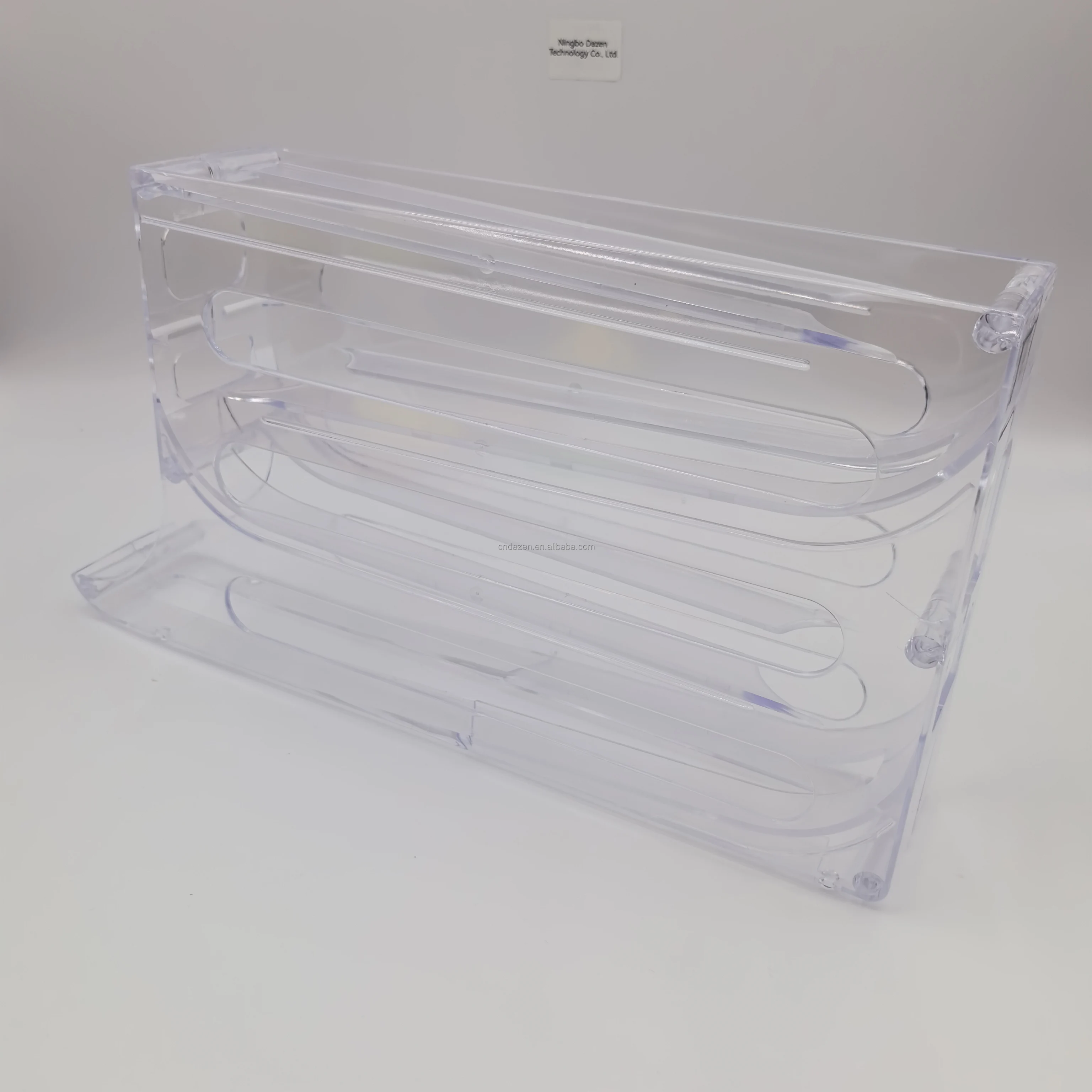 Automatic Transparent color Rolling 4-Tier Egg Storage Box Modern Plastic Egg Holders Dispenser for Kitchen Use Packed in Carton