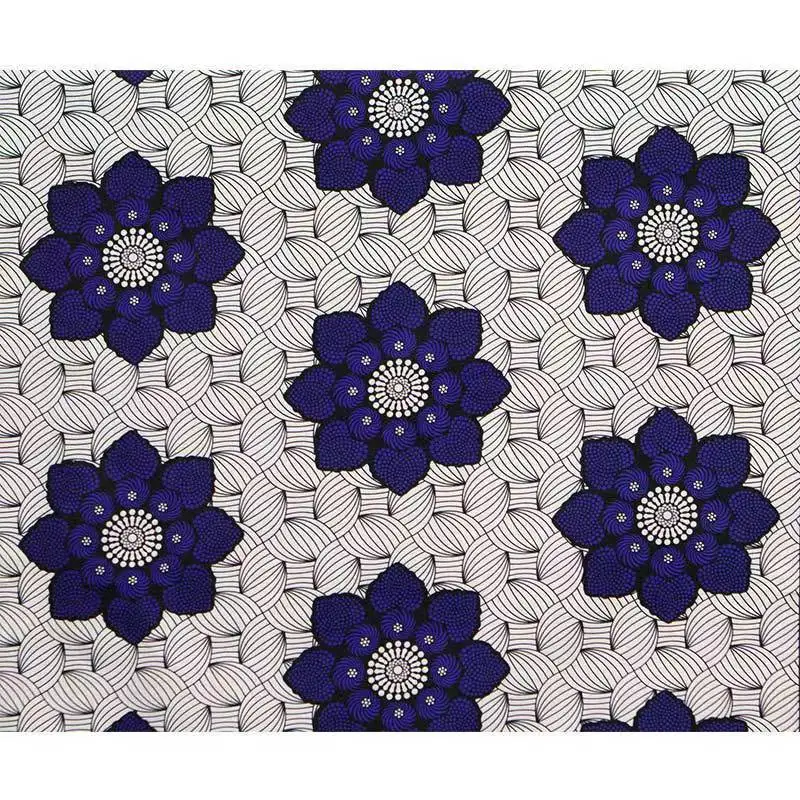 New Design African Wax Floral Printing Fabric 100 Polyester Double Sided Printed 110 Cm Width