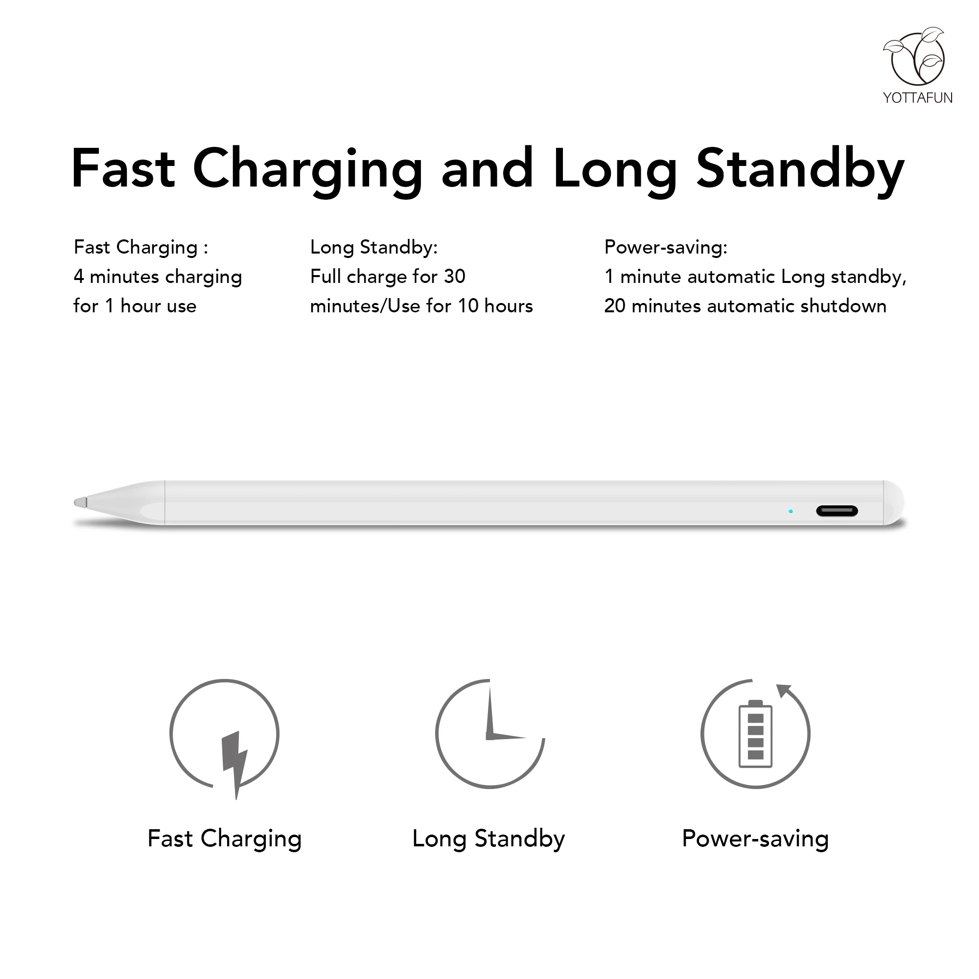 High Quality Palm Rejection Pencil for Apple iPad Type c Charing Active Stylus