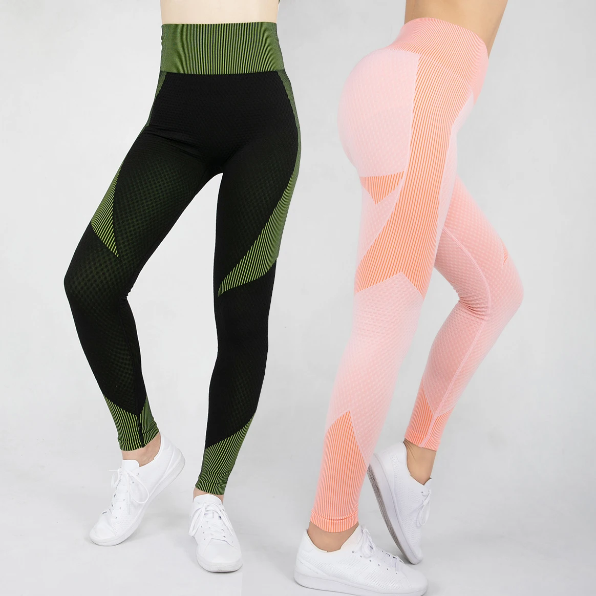 Wholesale OEM Stripe High Waist Fitness Sport Wears Gym Clothes Workout Pants Running Yoga Leggings For Women