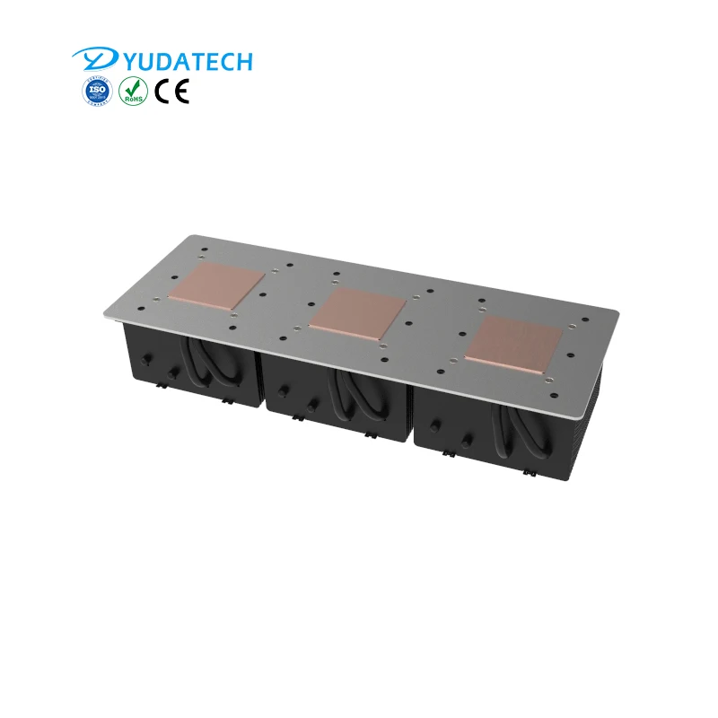 500W High Power Custom Anode Black Aluminum Finned Heat Pipe Heat Sink With Copper Pipe