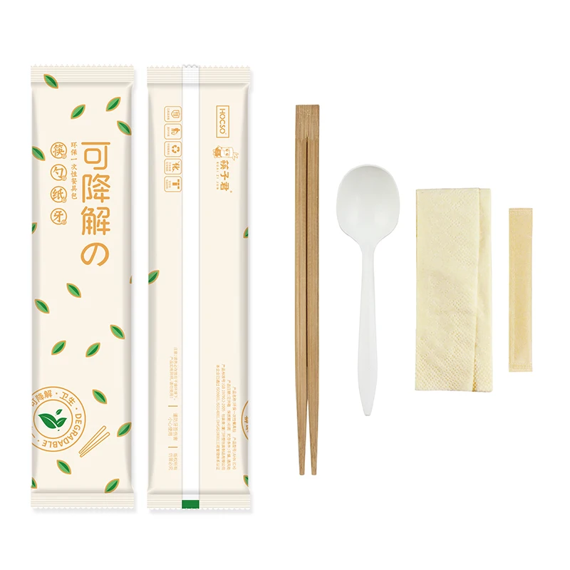 eco cutlery salt and pepper wrapped napkin PLA bag plastic with heavy duty