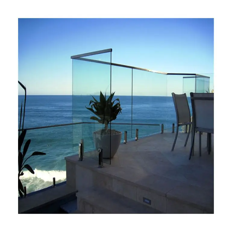 ACE custom Balustrade Handrail U channel aluminum Base Balcony Glass  Tempered Glass Stair  Balcony  glass fence