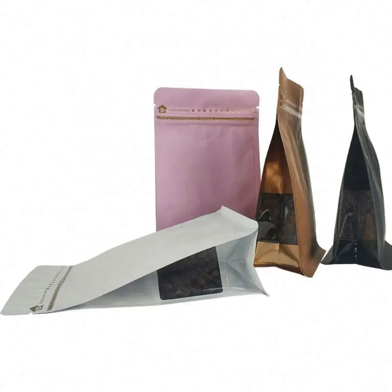 High Quality Kraft paper resealable 200g, 300g, 500g, 800g, 1kg eco coffee bags with zipper
