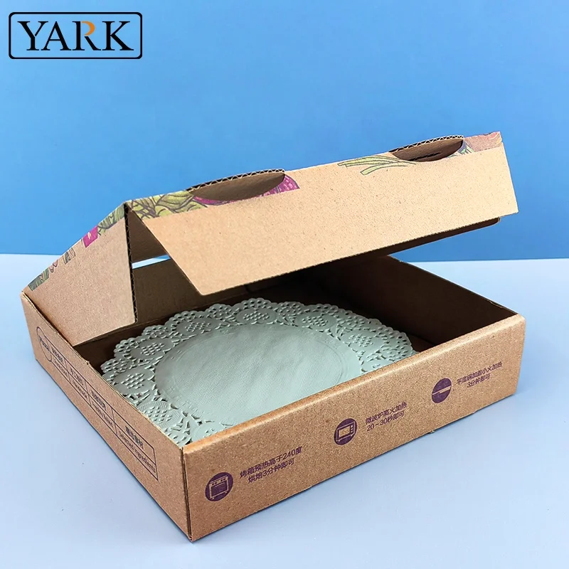 Custom size take away pizza packaging foldable kraft cardboard paper corrugated pizza box