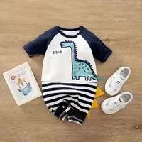 Cross-border new baby jumpsuit spring and autumn outfit cartoon dinosaur hayi crawling suit cotton