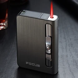 YH027  Metal cigarette case with jet flame windproof lighter USB rechargeable