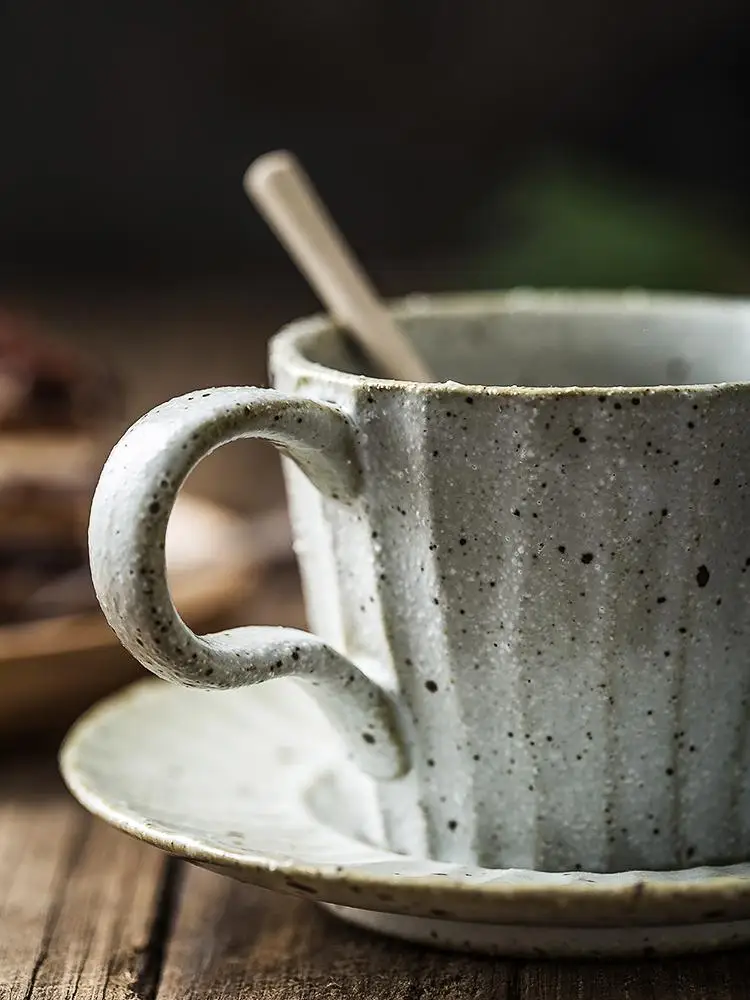 
Japanese-style retro stoneware ceramic coffee set set household personalized cappuccino coffee cup 6-piece set customization 