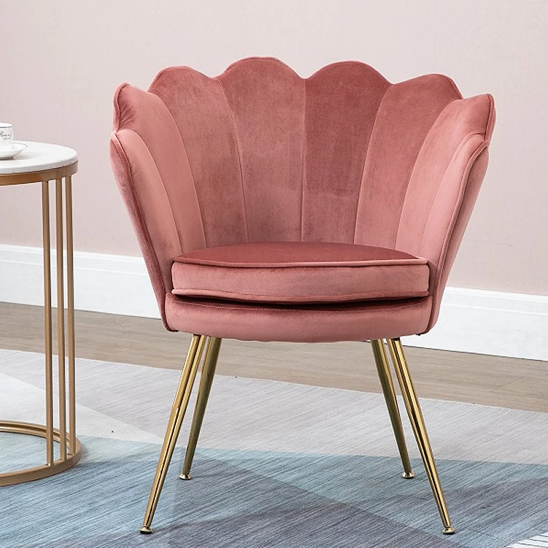 Colored Furniture Puffy Tufted Velvet Flower Chair Metal Leg Soft Chairs For Beauty Living Room
