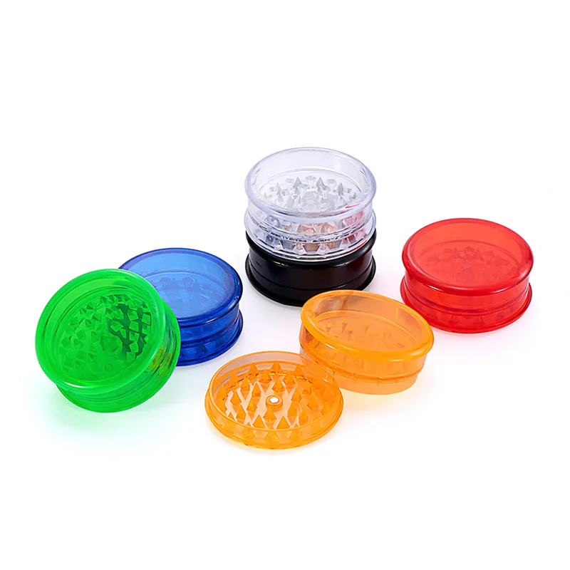 Hot sale 50mm 60mm cheap herb grinders colorful 3 layers tobacco crusher plastic grinder herb