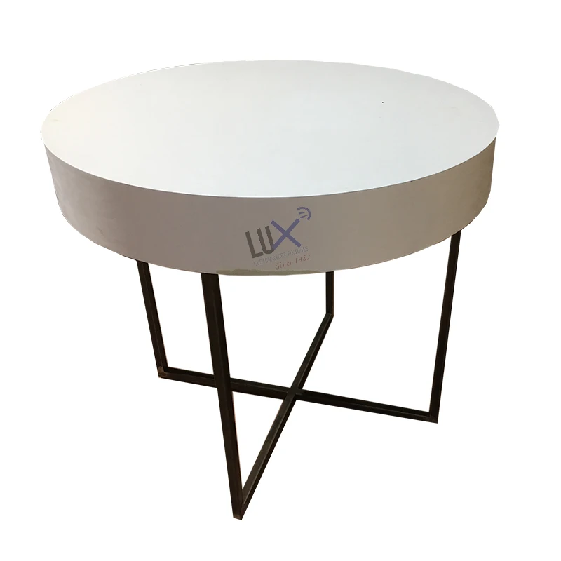  LUX Design Economic Modern Simple Round Table With MDF White Painting and Iron Stands Suitable For Dining Room or Coffee