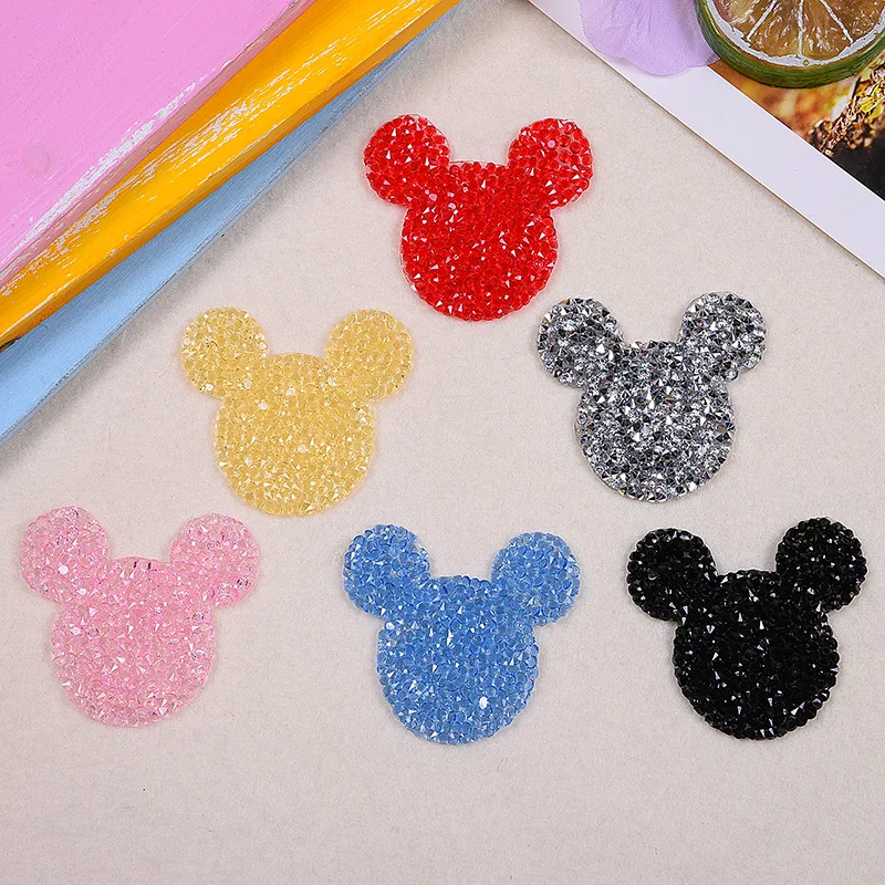 Custom Diy Patch Iron On Rhinestone Mouse Head Patches For Clothing