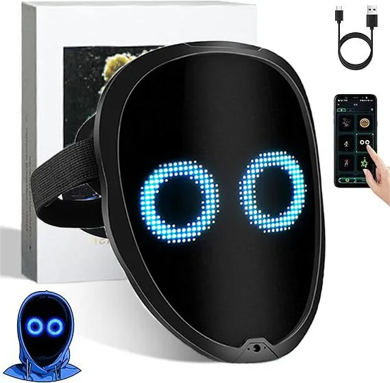 party masksrealustic led robot mask that changes expression wholesale halloween led display mask adult