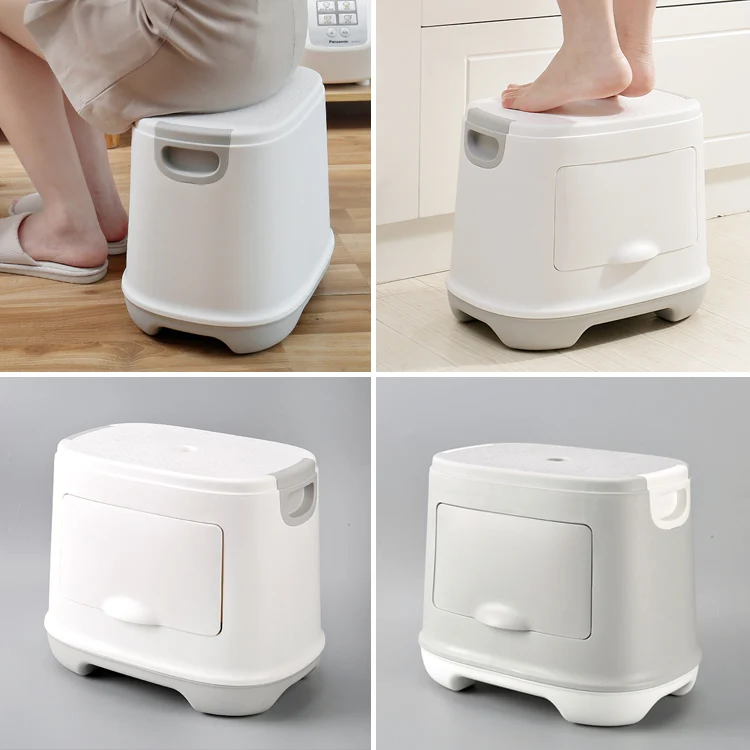 Hanser HSW-002X Household High Quality Plastic Storage Stool  With Storage  Box Anti-skidding Child Stool Antiskid Kids Stool