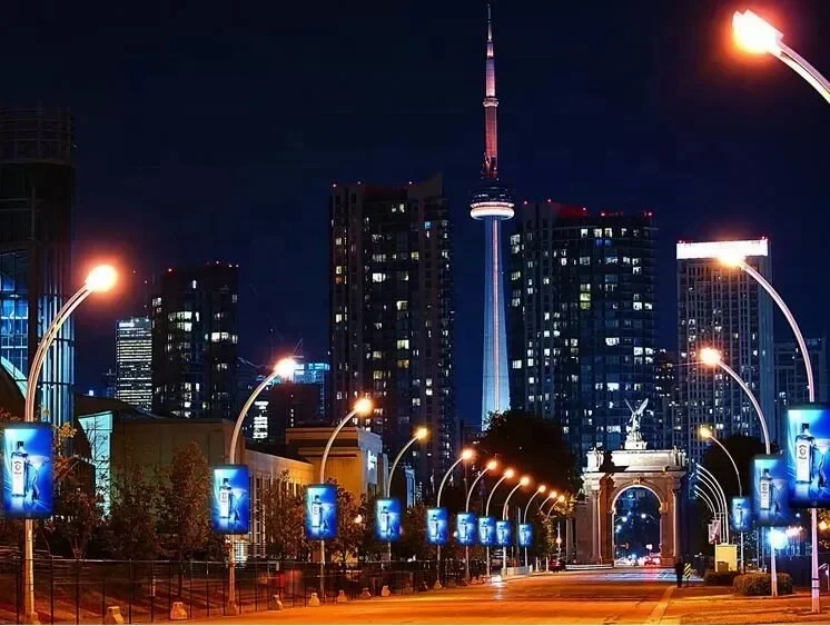 Full Color LED Screen SMD P5 Waterproof Street Lamp Pole 4G Advertising LED Billboard One Pole Outdoor LED Display