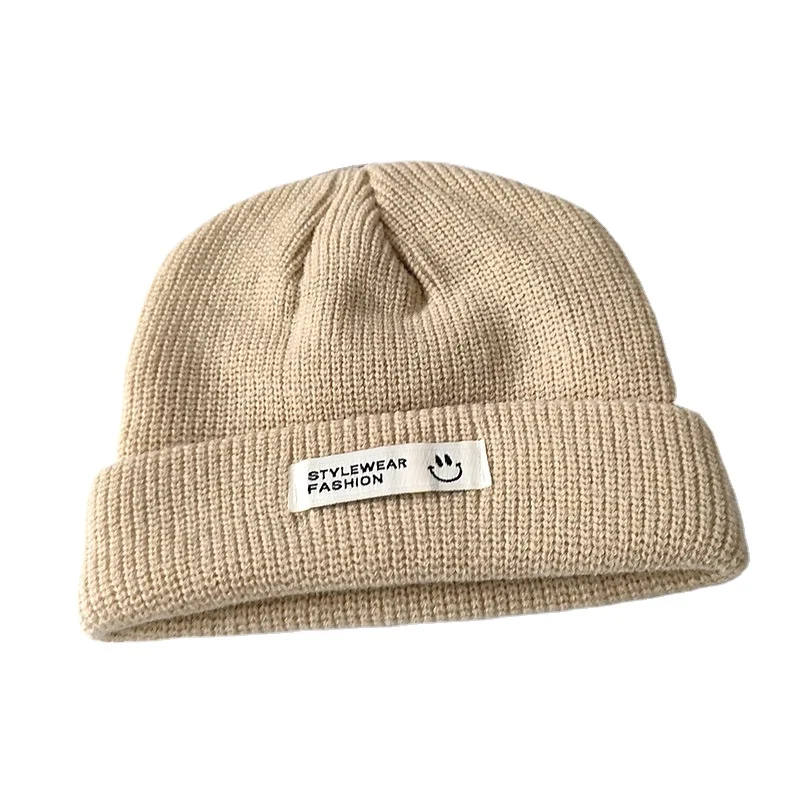 Custom Logo Graphic Design Photo Print Jacquard Woven Knit Unisex Streetwear Cuffless Skull Cap Skully Hat Reversible Beanie