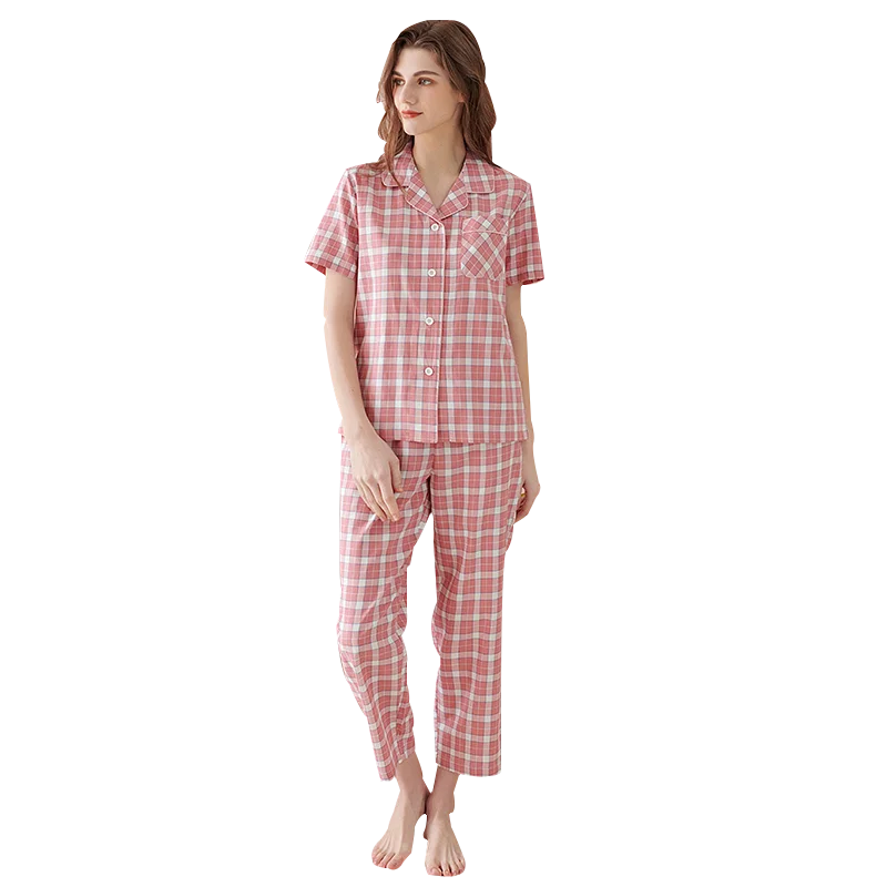 
Оптовая продажа 2021, женская мода, домашняя Ночная одежда, пижамный комплект из хлопка 