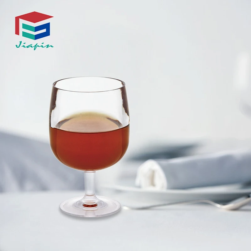Stackable Picnic Drinking Cup decorative Transparent 16 oz with stem SAN 7OZ plastic wine glasses