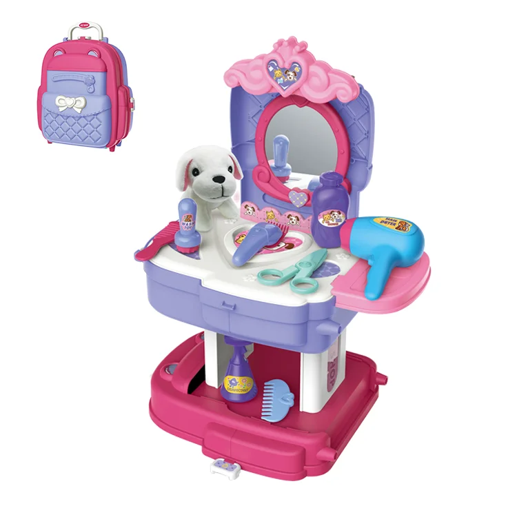 New Popular School Bag 2 in 1 Making Assembly Toy Pet Care Pretend Play Set for Children