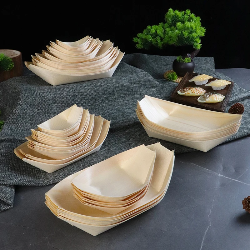 Estick Large Disposable Japanese Restaurant Equipment Boat Cardboard For Traditional Paper Boat Plate For Sushi 0