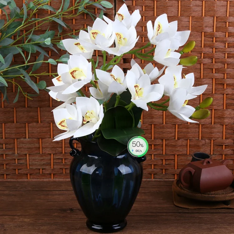 Wholesale high quality real feel latex orchid 3D printing artificial orchid flower for hotel home decoration