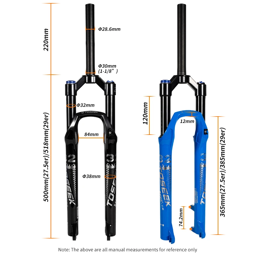 `TOSEEK TFK-SA Magnesium Alloy MTB Bicycle Fork 27.5/ 29er Lightweight 1.6kg QR Mountain Bike Air Suspension Fork