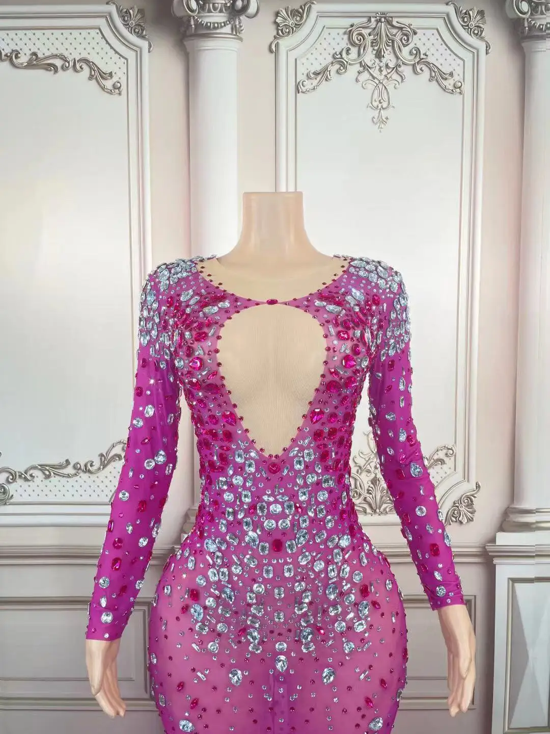 A7011 Fashion Purple Maxi Women Party Dress Beaded Feather Handmade Ladies Long Evening Dress