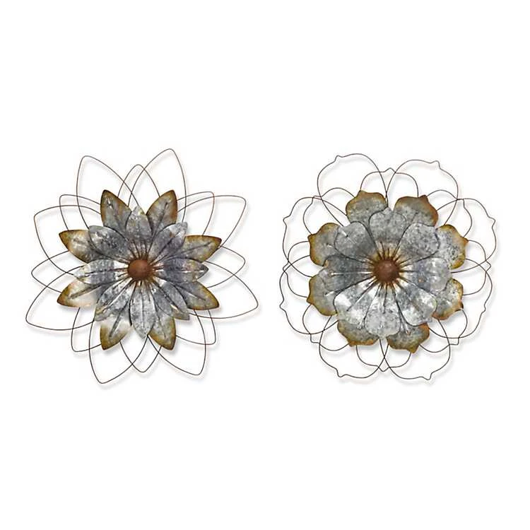 
Galvanized Flower Wall Sculptures For Home Decoration 