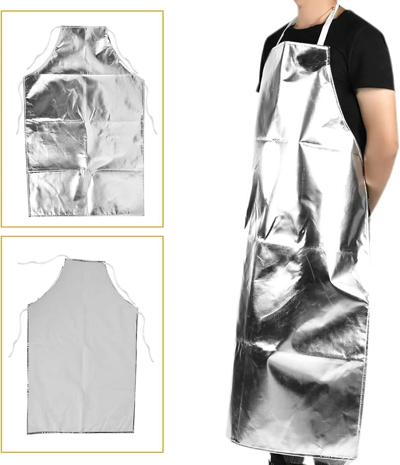 Health Gear 1000 Degree Heat Resistant Aluminum Foil Cooking Apron High Temperature Anti-splash Anti-scalding Safety Clothing