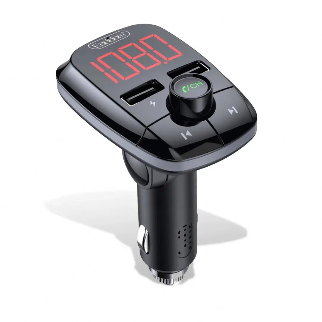 Earldom Original hot sale Colorful lights car BT fm transmitter 2.4A usb car charger multifunction car mp3 player with usb