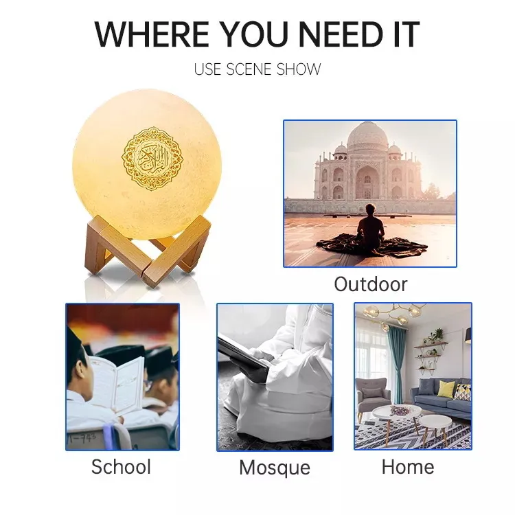 18CM Islamic products touch moon quran standing Arabic language digital quran speaker moon lamp