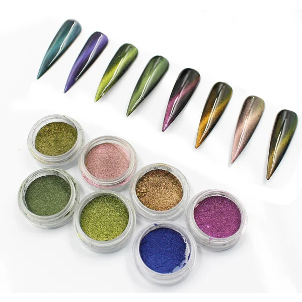 Kolortek Private Label Nail Art Powder Magnetic Pigment Powder Color Shift Chameleon 3D Cat Eye Pigments