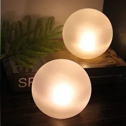 Fashionable European simple white frost glass ball electronic wax candle holder romantic candle wedding decoration