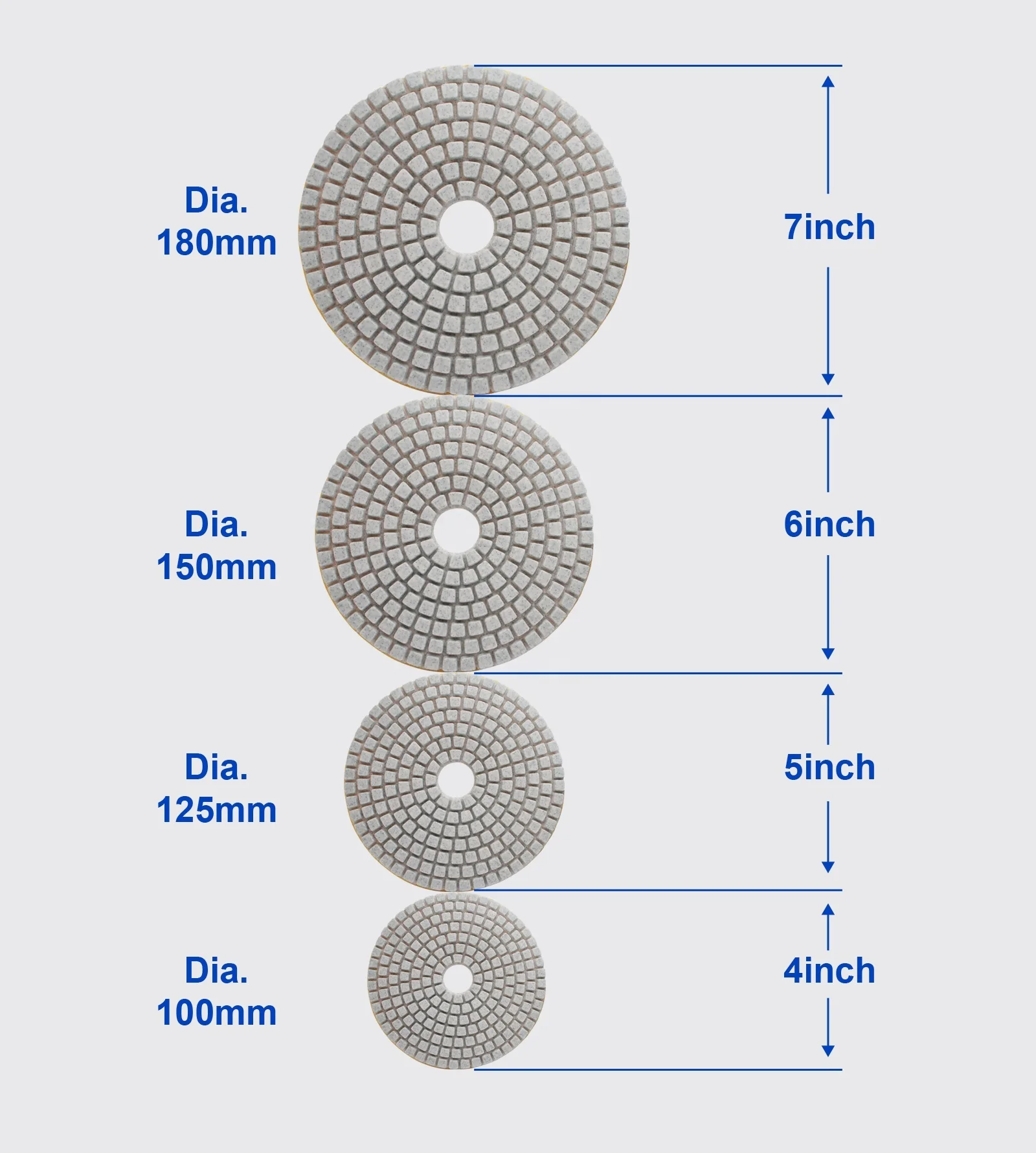 Diamond Polishing Pads for Angle Grinder, 4 inch Wet/Dry 8 Piece Set Granite Stone Concrete Countertops Marble