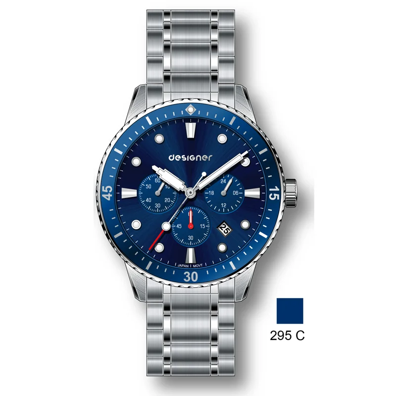 OEM  stainless steel bracelet  luminous watch hand automatic date chronograph watch