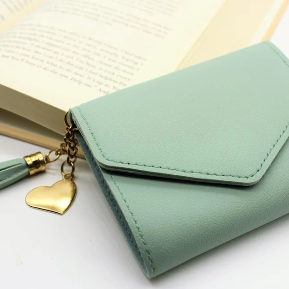 Wholesale Slim Card Holder Leather Wallet Purse Tri Fold PU Leather Tassel Ladies Wallet