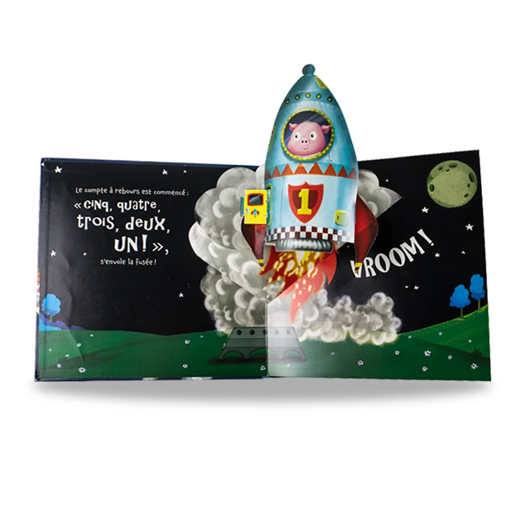 Animals Trival To The Space Funny Cartoon Story Books Customized pop up Board Book