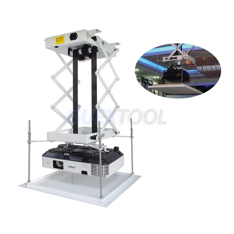 220V Motorized Projector Lift Electric Projector Bracket Lifting Scissors Ceiling Mount Projector Elevator With Wireless Remote