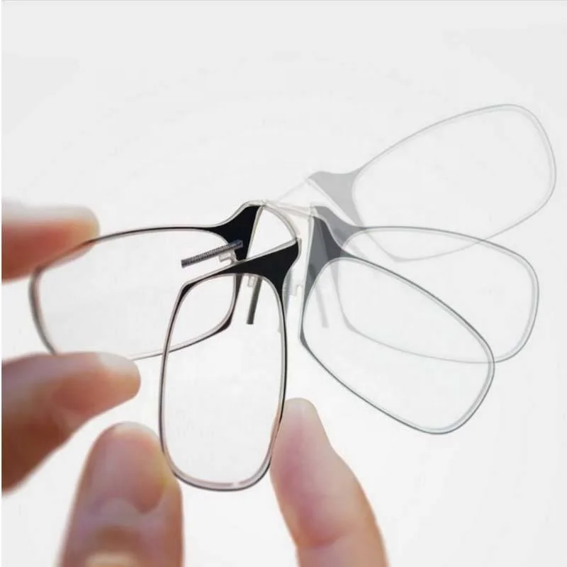 2023 Folding Legless Nose Clip Reading Glasses Men Women Mini Portable Smart Magnifier Glasses Ultra-light Diopter+1.0 To +3.0